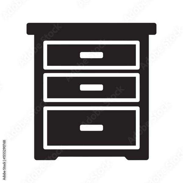 Obraz Wooden dresser icon with drawers for home furniture and interior design representing a cabinet for storage of clothes in a modern bedroom decor vector solid glyph icon