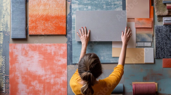Fototapeta Touch boards and fabrics: Refine tactile sense and comparison. 