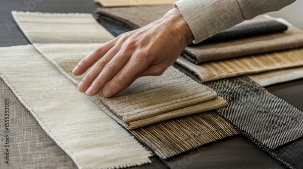 Fototapeta Touch boards and fabrics: Refine tactile sense and comparison. 