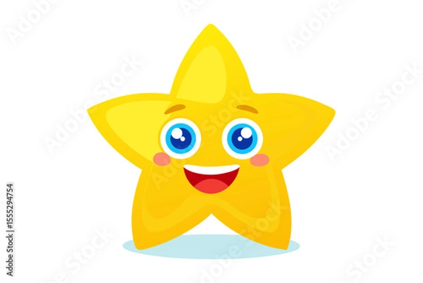 Fototapeta A happy, funny yellow sun cartoon character with sunglasses, smiling like a cute star vector illustration