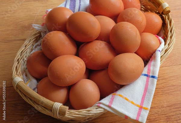 Fototapeta Chicken eggs are a valuable food product