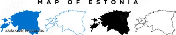 Fototapeta Modern Estonia Map Outline – Minimal Vector