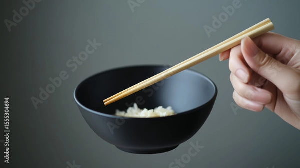 Fototapeta Etiquette differs: For example, never point with chopsticks or stick them upright in rice in East Asia. 