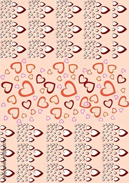 Fototapeta Colorful heart pattern with various sizes on light background  