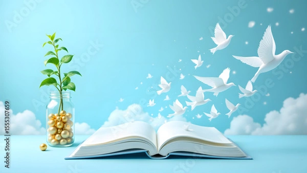 Fototapeta Unleash Your Potential Unlock Knowledge and Soar Like Doves