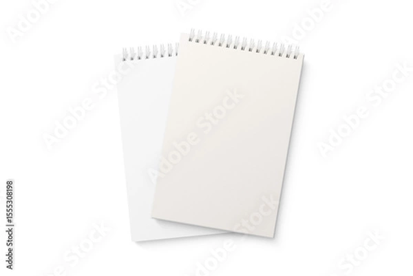 Fototapeta Spiral bound notebook mockup template with white paper cover isolated on a transparent background, PNG. High resolution.