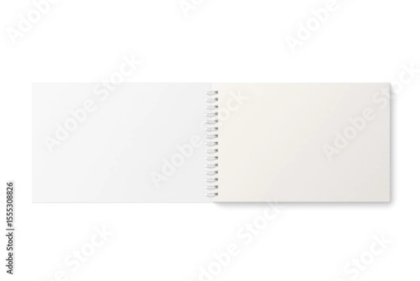 Fototapeta Spiral bound notebook mockup template with white paper cover isolated on a transparent background, PNG. High resolution.