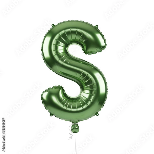 Fototapeta 3D-Grafik – Grüner Luftballon in Form der Buchstabe S