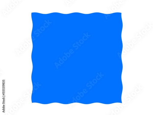 Fototapeta Blue Wavy Square Shape PNG - Sketch Undulating Frame, Doodle Border, Artistic Element, design assets