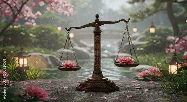 Fototapeta South Korea Constitution Day (Jeheonjeol) – July 17 image featuring scales of justice and Korean elements symbolizing law, democracy and national heritage