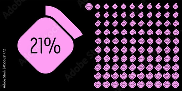 Obraz Set of rectangle percentage diagrams meters from 0 to 100 ready-to-use for web design, user interface (UI) or infographic - indicator with pink