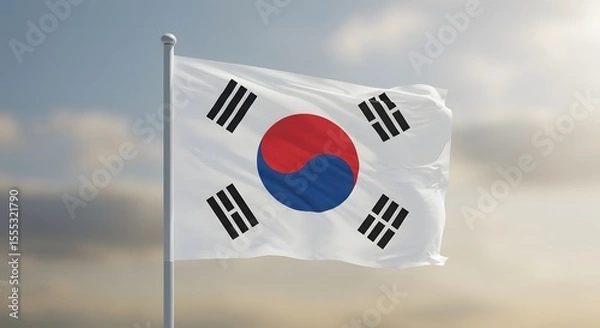 Fototapeta South Korea Constitution Day (Jeheonjeol) – Celebrating July 17 with the South Korean Flag Symbolizing National Pride, History, and Democratic Values