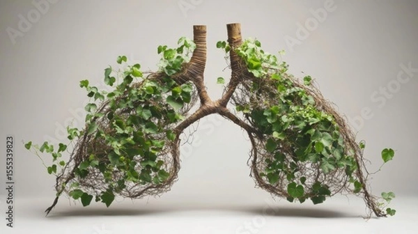 Fototapeta Lungs Formed from Vines Representing Nature and Health Interconnectedness