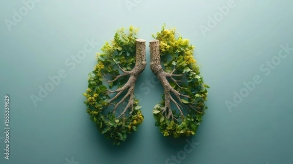 Fototapeta Lungs Formed from Leaves and Branches Representing Nature and Health