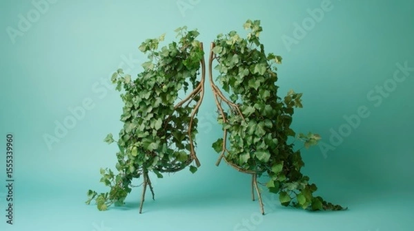 Fototapeta Lungs Made of Green Ivy Illustrating Nature and Health Concepts