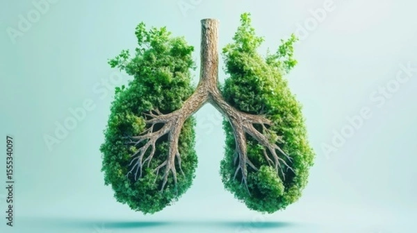 Fototapeta Lungs Made of Green Trees Symbolizing Health and Nature Connection