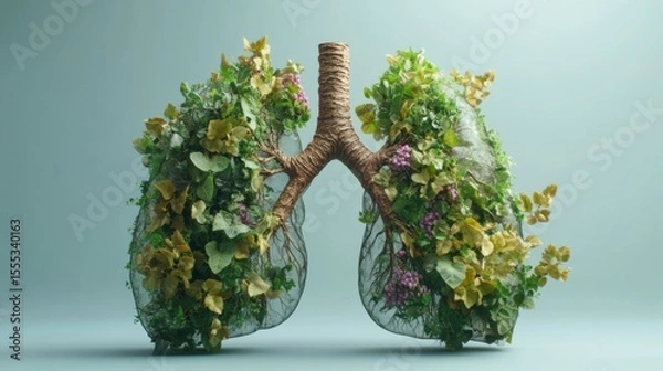 Fototapeta Lungs Made of Greenery Representing Nature and Environmental Health