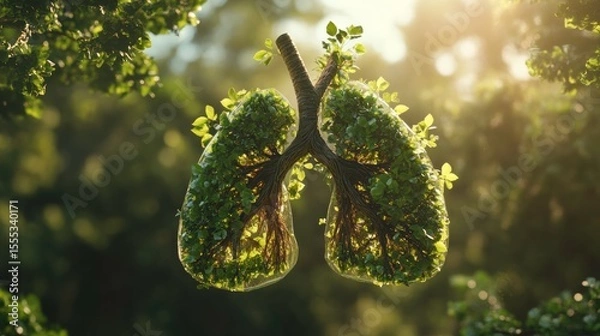 Fototapeta Lungs Made of Greenery Representing Nature and Environment Harmony