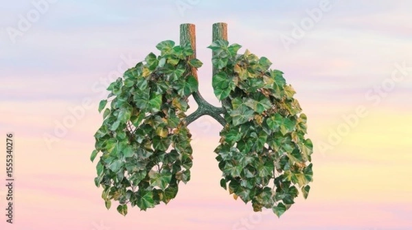 Fototapeta Lungs Made of Ivy Leaves Symbolizing Health and Vitality Concept