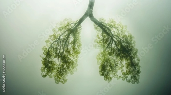 Fototapeta Lungs Made of Trees Illustrating Nature's Connection to Breathing Air