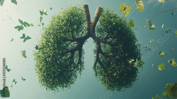 Fototapeta Lungs Shaped Tree Symbolizing Breath of Nature Conceptual Artwork