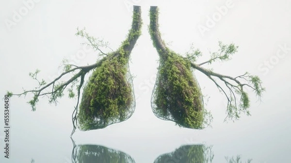 Fototapeta Lungs Shaped Trees Depicting Nature's Interconnection with Humanity