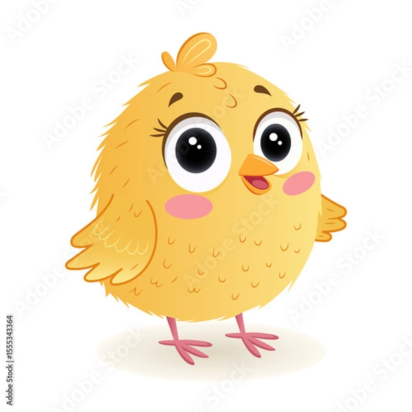 Fototapeta Cute chicken hand-drawn on a white background. Vector illustration