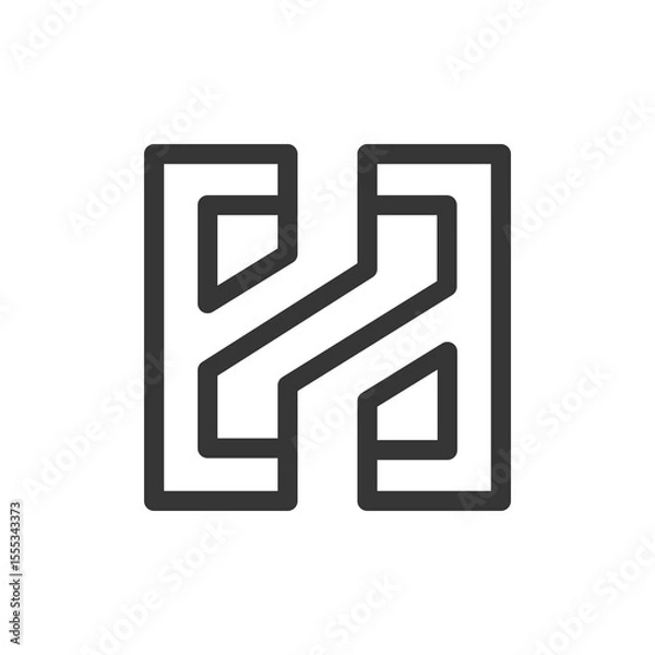 Fototapeta the logo consists of monogram the letter Z and H. Abstract, outline and elegant.