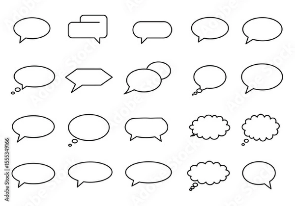 Obraz Blackoutlined speech bubbles in various shapes on a white background