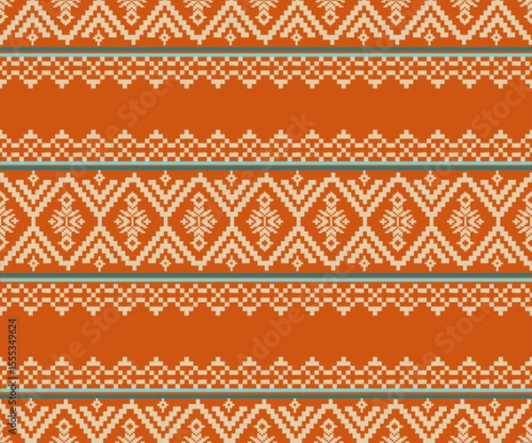 Fototapeta This vibrant collection of ikat patterns reimagines traditional textile motifs. Featuring rich orange and sun-washed gold tones, each design reflects the warmth and rhythm of summer culture.