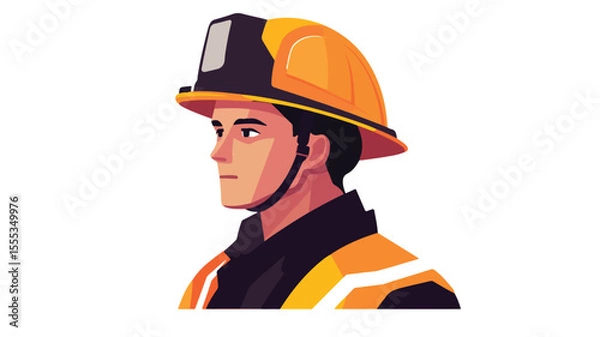 Fototapeta Professional Firefighter in Helmet: Safety Gear for Fireman with Uniform