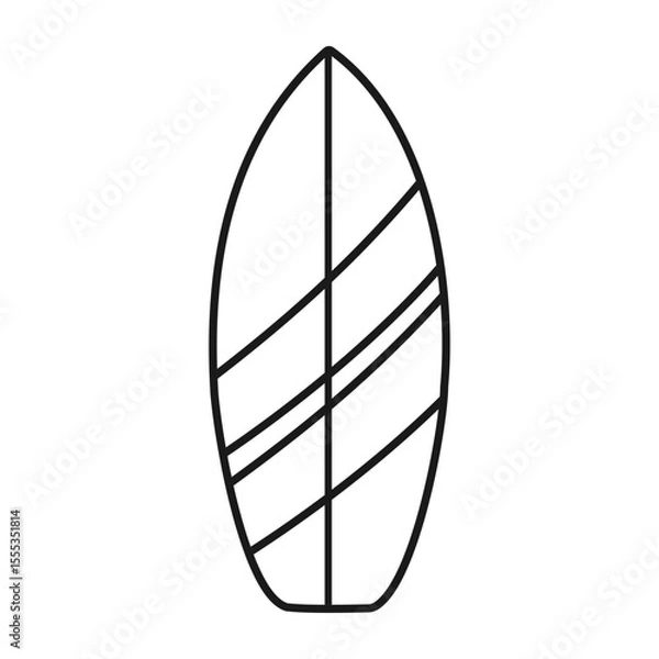 Obraz Surfboard beach surf vector illustration coloring page isolated on white background	