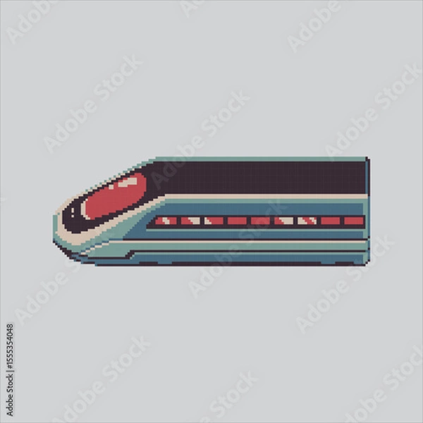 Fototapeta Pixel art illustration Futuristic Train. Pixelated Cyberpunk Train. Futuristic Cyberpunk Train Locomotive Icon pixelated for the pixel art game and icon for website and video game. old school retro.