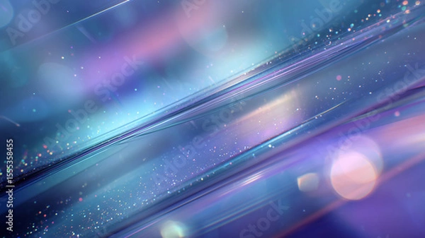 Fototapeta Abstract smooth lines flowing with glittering particles on blue background