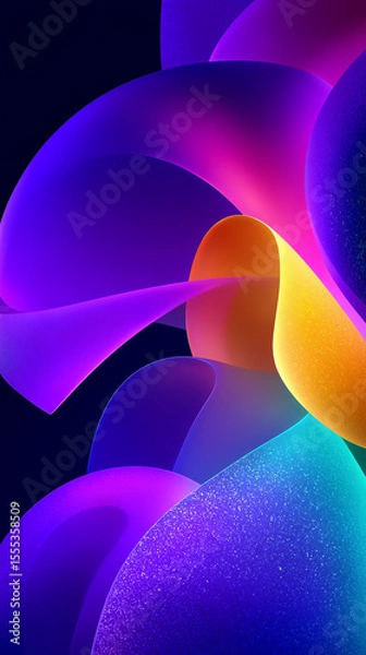 Fototapeta Colorful abstract shapes flowing and intertwining on dark background