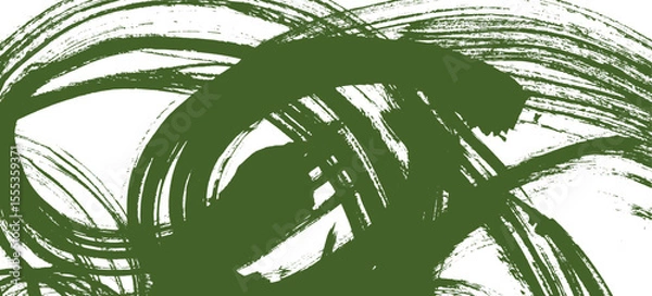 Fototapeta Abstract textured dark grass green distressed painted bold brush strokes background. Grunge forest color retro paintbrush stroke smear with spray texture for banner, surface, poster design
