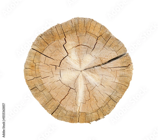 Fototapeta Circular cross-section of wood slice isolated on transparent background