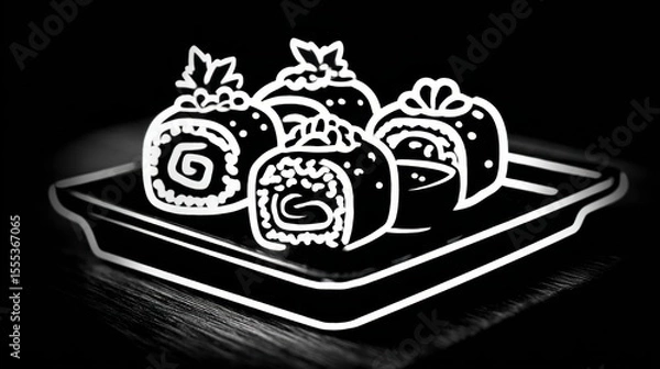 Fototapeta Sushi Rolls On A Plate