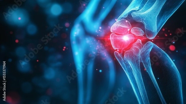 Obraz X-ray image of human knee joint showing bones and joint structure in medical detail