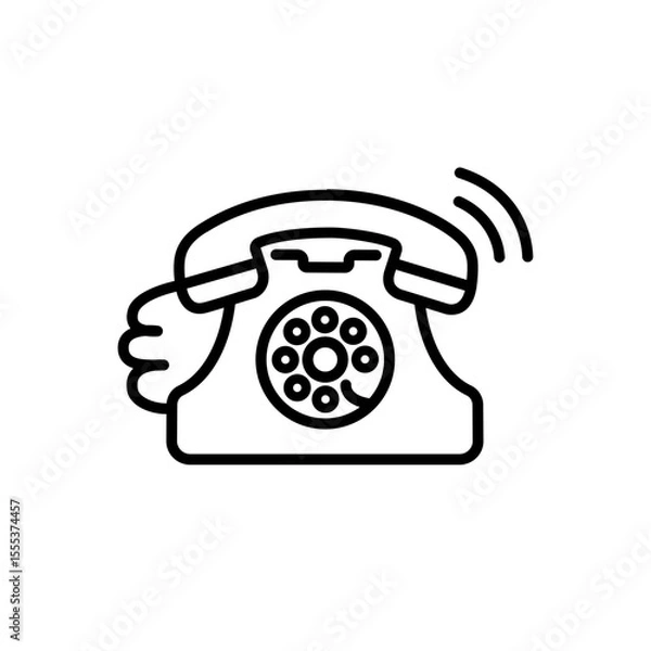 Fototapeta Line art telephone icon with ringing sound waves