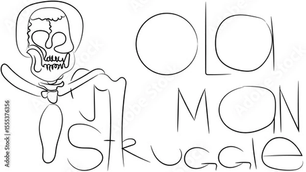 Fototapeta Old man struggle icon of the Death like sceleton