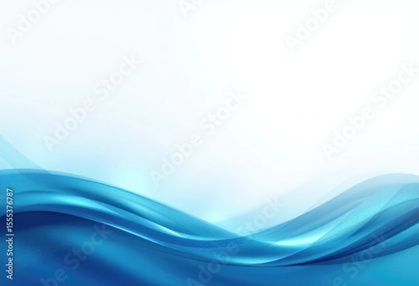 Fototapeta White background with blue wave abstract at bottom