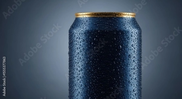 Obraz A wet beverage container with a gold top against a plain muted tone backdrop