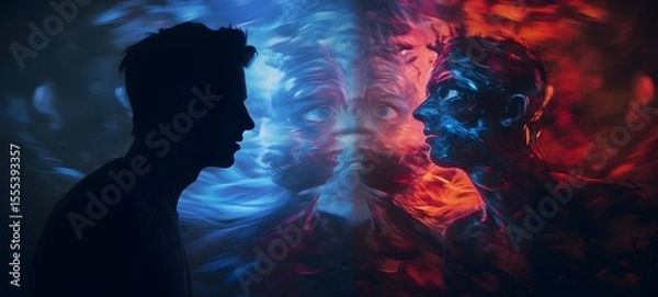 Obraz pop surreal unreal silhouettes spiral towards vampire,ai generatif
