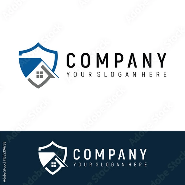 Obraz home shield roofing concept logo design vector template