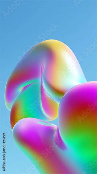 Fototapeta Iridescent fluid shapes merging in a colorful abstract composition
