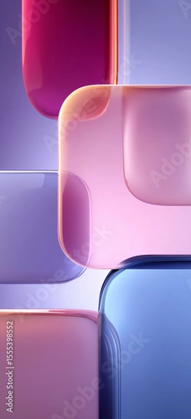 Fototapeta Colorful abstract rounded rectangle shapes overlapping creating modern background