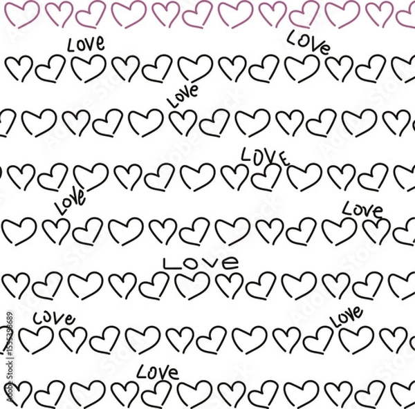 Fototapeta Romantic texture with hearts and the words "love".