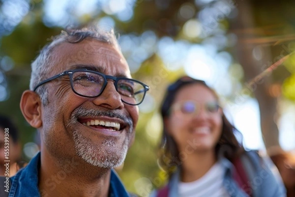 Obraz Portrait of happy senior man with his daughter in the park.