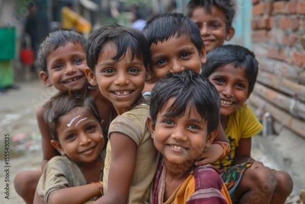 Obraz Unidentified group of Indian children